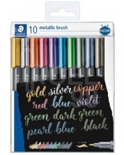 Маркери Staedtler - Metallic brush, 1-6 mm, 10 цвята