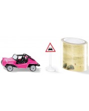 Метална играчка Siku - Розово бъги, с тиксо и пътен знак