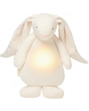 Мека играчка с нощна лампа и успокояващи звуци Moonie - Зайо, Cream