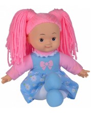 Мека кукла Simba Toys - Flower Dolly, с розова коса и синя рокля