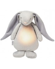Мека играчка с нощна лампа и успокояващи звуци Moonie - Зайо, Silver -1