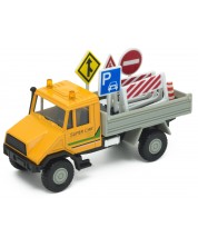 Метална играчка Welly Urban Spirit - Камион Urban, с пътни знаци 1:34 -1