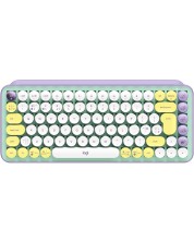 Механична клавиатура Logitech - POP Keys, безжична, Brown, лилава/зелена