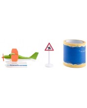 Метална играчка Siku - Воден самолет, с тиксо и пътен знак -1