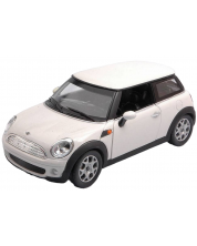Метален автомобил Newray - Mini Cooper, 1:24, бял