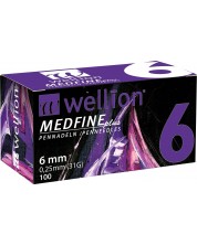 Medfine plus Игли за инсулинови писалки, 6 mm, 100 броя, Wellion -1
