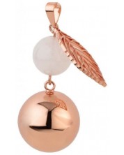 Медальон за бременни Bola - Розово злато с листо и перличка -1