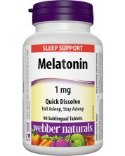 Мелатонин, 1 mg, 90 сублингвални таблетки, Webber Naturals -1