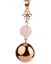 Медальон за бременни Bola - Розово злато с цвете и мънисто -1