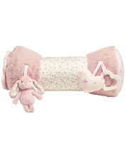 Мека играчка Mamas & Papas - Tummy Time Roll, Welcome to the world, Pink
