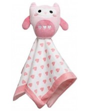 Мека кърпичка Pearhead - Owl pink, С играчка -1