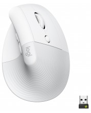 Мишка Logitech - Lift Vertical EMEA, оптична, безжична, бяла