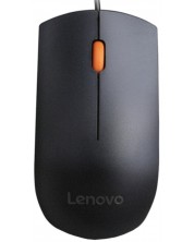 Мишка Lenovo - 300, оптична, черна/оранжева