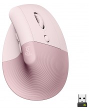 Мишка Logitech - Lift Vertical EMEA, оптична, безжична, розова -1
