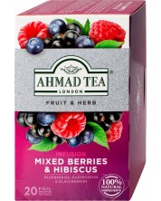 Mixed Berries & Hibiscus Плодов чай, 20 пакетчета, Ahmad Tea