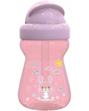 Мини спортна бутилка Lorelli Baby Care - Animals, 200 ml, розова