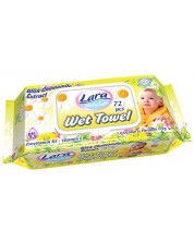 Мокри кърпи с капак  Lara Baby Soft - Лайка, Provitamin B5, Vitamin E, 72 броя -1