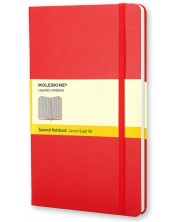 Джобен тефтер с твърди корици Moleskine Classic – Червен, листа на квадратчета -1