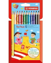 Моливи Stabilo Trio – 12 цвята, с острилка
