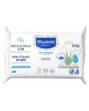 Мокри кърпички Mustela - С органичен памук и 99% вода, 60 броя -1