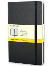 Джобен тефтер с твърди корици Moleskine Classic – Черен, листа на квадратчета