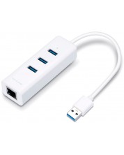 Мрежови адаптер TP-Link - UE330,  USB 3.0/3x USB 3.0, RJ-45, бял