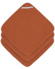 Муселинови кърпи Lassig - Cozy Care, 30 х 30 cm, 3 броя, оранжеви