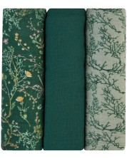 Муселинови кърпи KikkaBoo - Secret Garden, 100 х 100 cm, 3 броя, зелени
