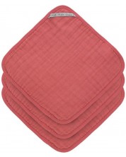 Муселинови кърпи Lassig - Cozy Care, 30 х 30 cm, 3 броя, тъмнорозови