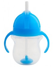 Наразливаща чаша с дръжки и сламка Munchkin - 207ml, синя -1