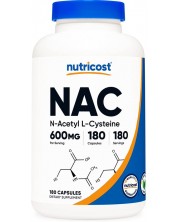 NAC N-Acetyl L-Cysteine, 600 mg, 180 капсули, Nutricost -1