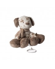 Мека музикална играчка Nattou - Кученцето Макс, с клипс, 30 cm