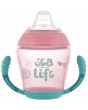 Неразливаща се чаша с дръжки Canpol - Sea Life, розова, 230 ml -1