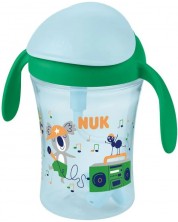 Неразливаща чаша със сламка NUK - Motion Cup, 230 ml, зелена