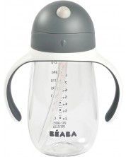 Неразливаща чаша със сламка Beaba - Сива, 300 ml -1