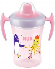Неразливаща се чаша с мек накрайник NUK Evolution - Trainer Cup, 230 ml, розова -1