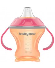 Неразливаща чаша с мек накрайник Babyono - Natural, 180 ml, розова