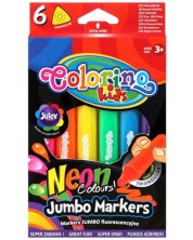Неонови маркери Colorino Kids - Jumbo, 6 цвята  -1
