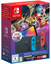 Nintendo Switch OLED - Neon Red & Neon Blue + Mario Kart 8 Deluxe + Booster Course и 90 дни NSO Pass -1