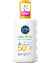 Nivea Sun Слънцезащитен спрей за деца Sensitive Protect, SPF50+, 200 ml