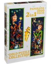 Панорамен пъзел Gold Puzzle от 2 x 1000 части - Нощна среща -1