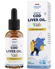 Norwegian Cod Liver Oil Kids Капки, 1000 mg, лимон, 50 ml, Osavi