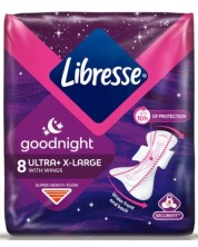 Нощни превръзки с крилца Libresse - ULTRA Goodnight, 8 броя