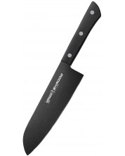 Нож Santoku Samura - Shadow, 17.5 cm, черно незалепващо покритие -1