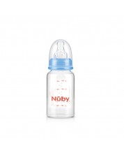 Стъклено шише с широко гърло Nuby, 120 ml, с биберон Slow Flow