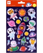 Обемни стикери Apli Kids - Животни космонавти, 23 броя
