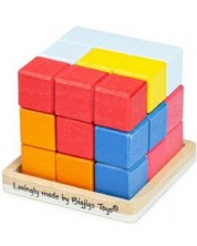 Образователен логически пъзел Bigjigs - Цветен куб -1