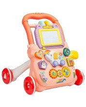 Образователна проходилка Caretero Toyz - Zoo Pusher, розова -1