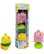 Образователна играчка Lalaboom - Farm Animal Tube Pig and Chick, 6 части -1