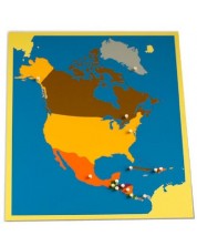 Образователен Монтесори пъзел Smart Baby - Карта на Северна Америка, 23 части -1